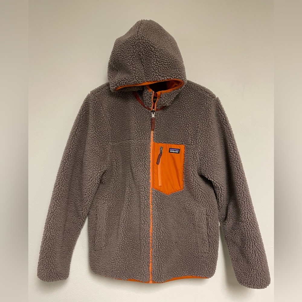 Patagonia Kids Reddy Freddy Reversible Hooded Fleeze puffer sz XL (~Mens Small)